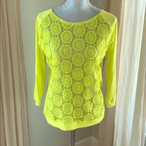 Ann Taylor Loft Crochet/Mesh Top Size M